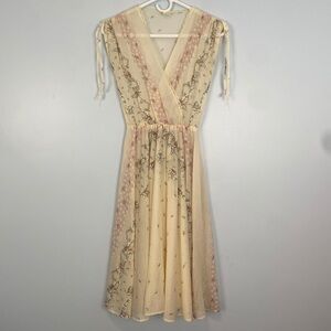 Vintage Sheer Floral Lace Nightgown Dress Cottagecore Romantic Lingerie Style S